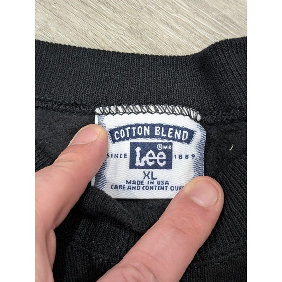 Vintage Lee Sweatshirt Mens XL Black B-17G Fuddy Duddy Bomber Crewneck USA 90s - Picture 3 of 6
